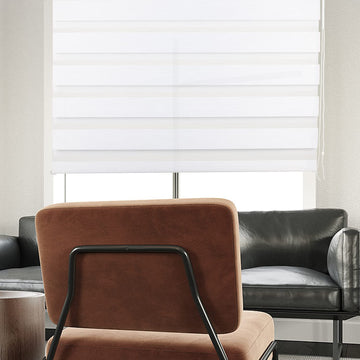 JDALL Zebra Roller Blinds for Windows, Dual Layer Zebra Roller Sheer Blind, Easy Light Control for Privacy Light Filtering Roller Shades for Windows, 42" W X 72" H, White